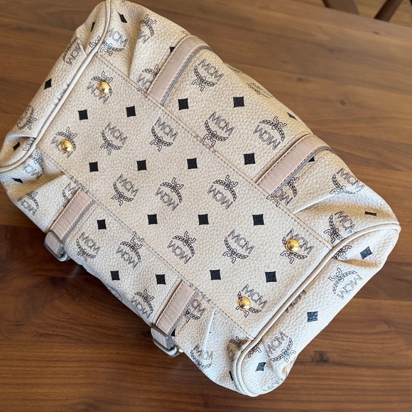 MCM Beige Visetos Leather Boston Bag with Gold Hardware - Picture 5 of 14